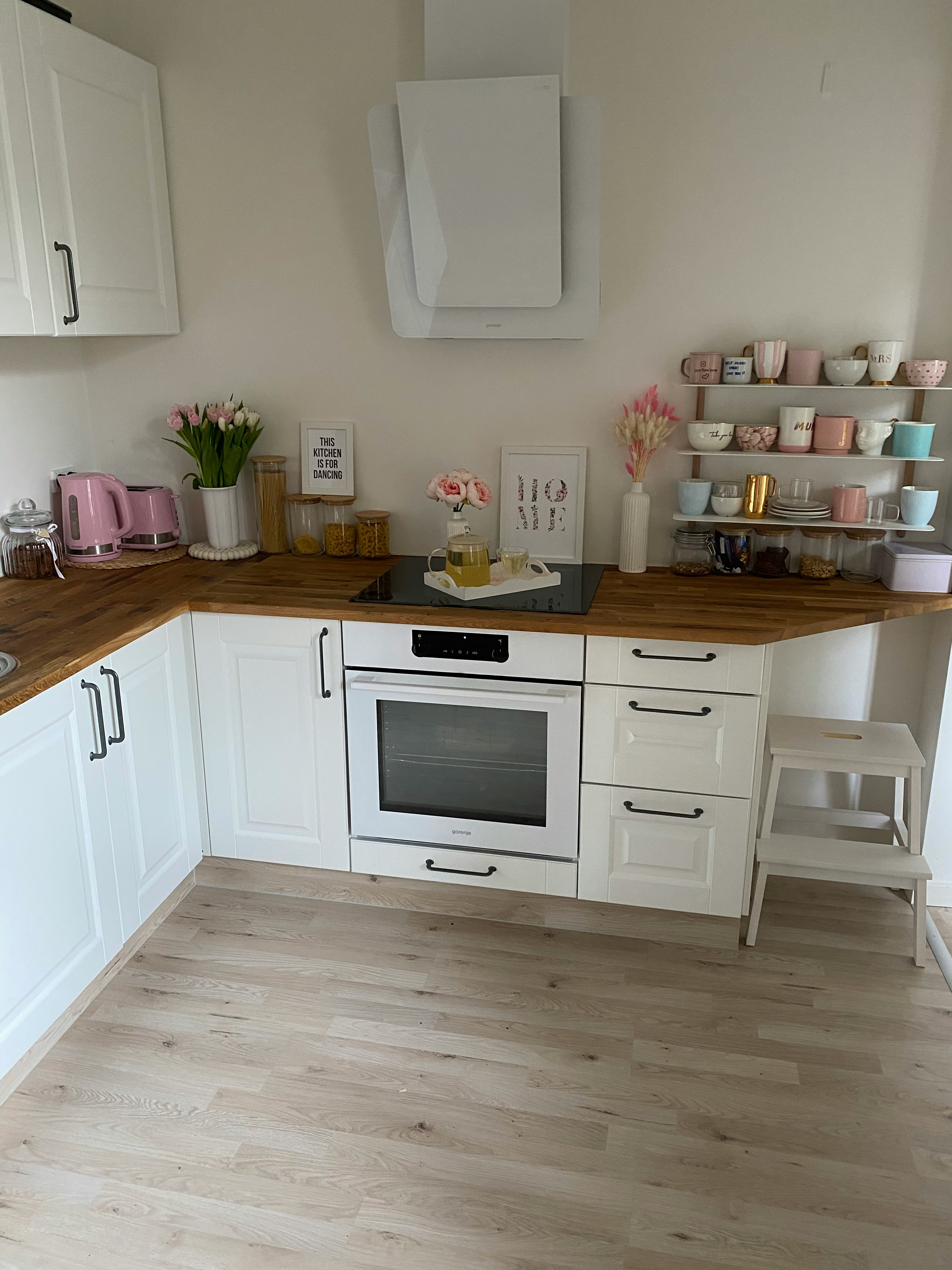 Handmade Painted Kitchen with Chunky Solid Wood Worktops